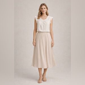 White linen Lace Sleeve Top